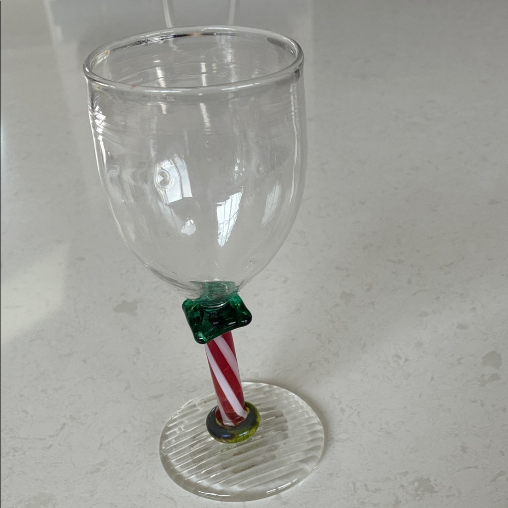 Festive Glass Goblet with Candy Cane Stem